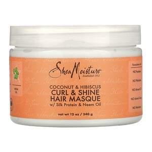 SheaMoisture, Curl & Shine Hair Masque with Silk Protein & Neem Oil, Coconut & Hibiscus, 12 oz (340 g) - HealthCentralUSA