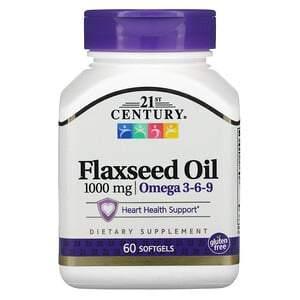 21st Century, Flaxseed Oil, 1,000 mg, 60 Softgels - HealthCentralUSA