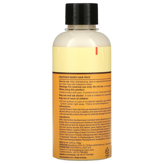 Crazy Skin, Beers Yeast Hair Pack Conditioner, 3.38 fl oz (100 g) - HealthCentralUSA