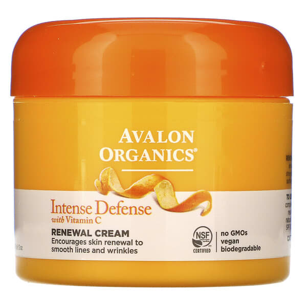 Avalon Organics, Intense Defense, With Vitamin C, Renewal Cream, 2 oz (57 g)
