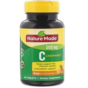 Nature Made, C Chewable, Orange, 500 mg, 60 Tablets - HealthCentralUSA