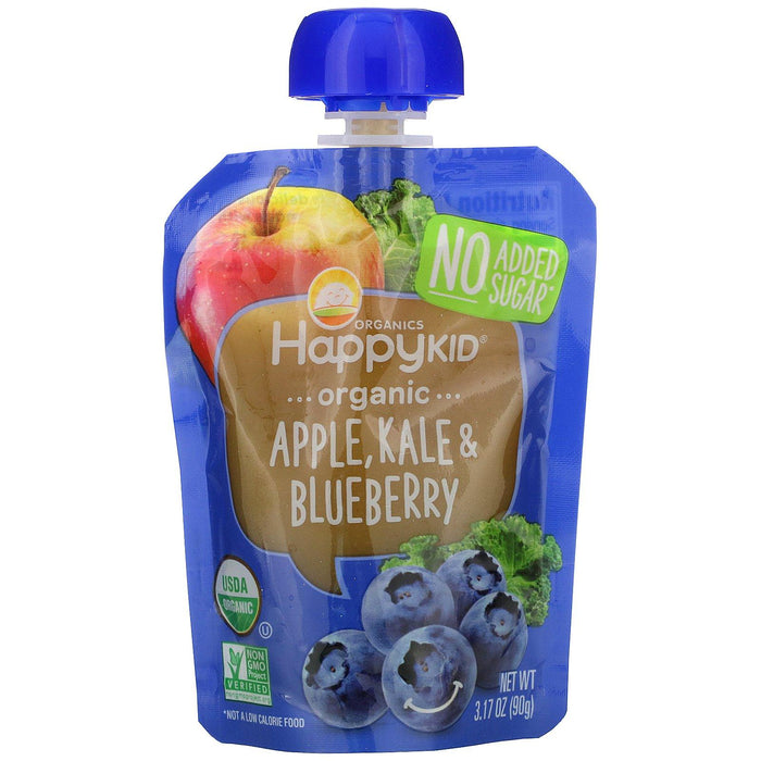 Happy Family Organics, Happy Kid, Organic Apple, Kale, & Blueberry, 4 Pouches, 3.17 oz (90 g) Each - HealthCentralUSA