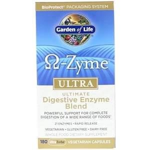 Garden of Life, O-Zyme, Ultra, Ultimate Digestive Enzyme Blend, 180 UltraZorbe Vegetarian Capsules - HealthCentralUSA