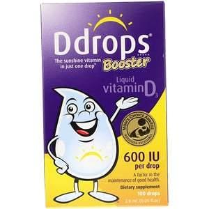 Ddrops, Booster, Liquid Vitamin D3, 600 IU, 100 Drops, 0.09 fl oz (2.8 ml) - HealthCentralUSA