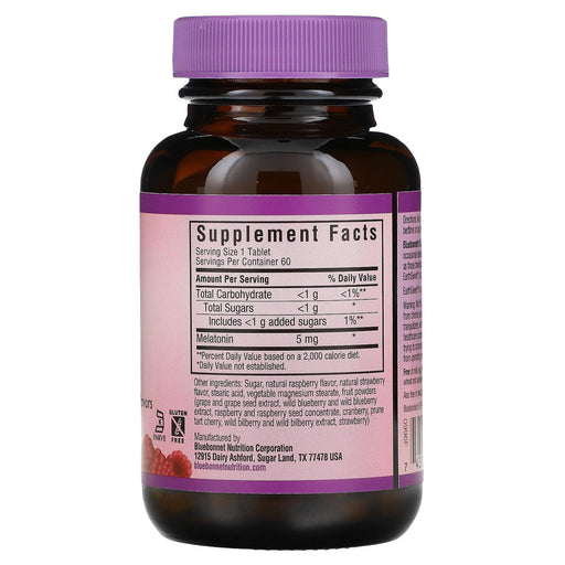 Bluebonnet Nutrition, Earth Sweet Chewables, Melatonin, Raspberry , 5 mg, 60 Chewable Tablets - HealthCentralUSA