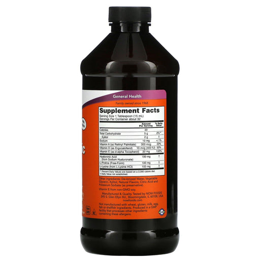 Now Foods, Liquid Hyaluronic Acid, Berry, 100 mg, 16 fl oz (473 ml) - HealthCentralUSA