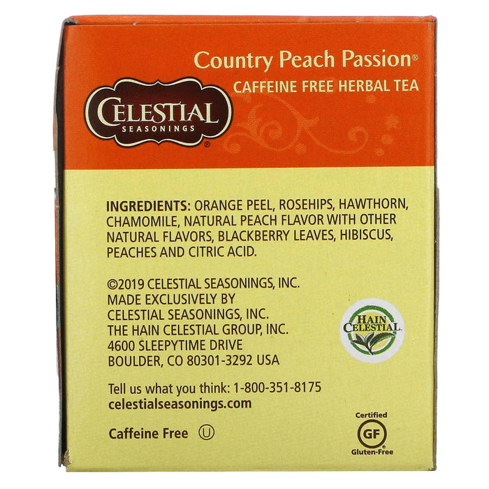 Celestial Seasonings, Herbal Tea, Country Peach Passion, Caffeine Free, 20 Tea Bags, 1.4 oz (41 g) - HealthCentralUSA
