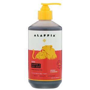 Alaffia, Kids Shampoo & Body Wash, Coconut Strawberry, 16 fl oz (476 ml) - HealthCentralUSA