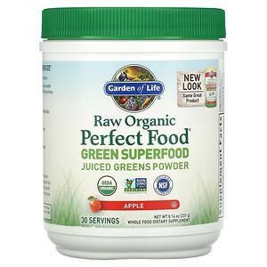 Garden of Life, Raw Organic Perfect Food, Green Superfood, Juiced Greens Powder, Apple, 8.14 oz (231 g) - HealthCentralUSA
