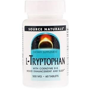 Source Naturals, L-Tryptophan with Coenzyme B-6, 500 mg, 60 Tablets - HealthCentralUSA