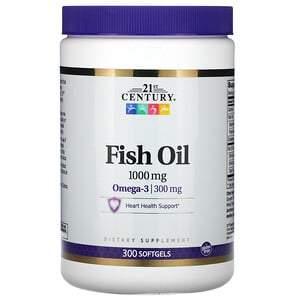 21st Century, Fish Oil, 1,000 mg, 300 Softgels - HealthCentralUSA