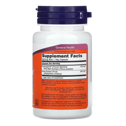 Now Foods, Pycnogenol, 100 mg, 60 Veg Capsules - HealthCentralUSA