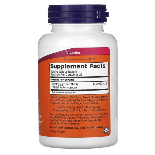 Now Foods, TMG, 1,000 mg, 100 Tablets - HealthCentralUSA