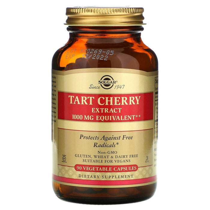 Solgar, Tart Cherry Extract, 1000 mg, 90 Vegetable Capsules - HealthCentralUSA