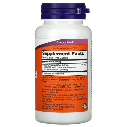 Now Foods, Extra Strength Resveratrol, 350 mg, 60 Veg Capsules - HealthCentralUSA