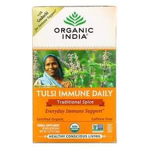 Organic India, Tulsi Immune Daily, Traditional Spice, Caffeine Free, 18 Infusion Bags, 1.27 oz (36 g) - HealthCentralUSA