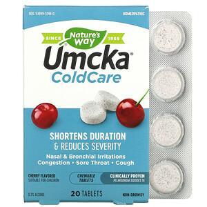 Nature's Way, Umcka, ColdCare, Cherry, 20 Chewable Tablets - HealthCentralUSA