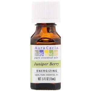 Aura Cacia, 100% Pure Essential Oil, Juniper Berry, .5 fl oz (15 ml) - HealthCentralUSA
