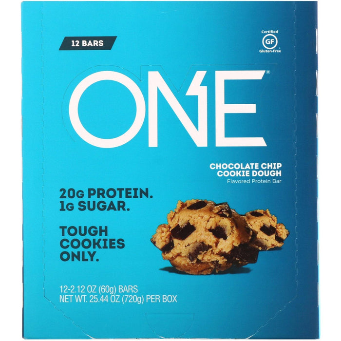 One Brands, ONE Bar, Chocolate Chip Cookie Dough, 12 Bars, 2.12 oz (60 g) Each - HealthCentralUSA