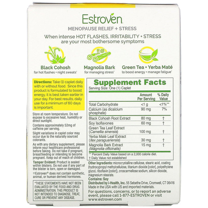Estroven, Menopause Relief, Maximum Strength + Energy, 28 Once Daily Caplets - HealthCentralUSA
