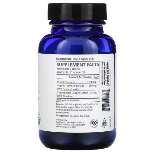 Ora, You're Golden, Organic Turmeric Curcumin Supplement with Organic Black Pepper, 1,500 mg, 90 Organic Tablets - HealthCentralUSA