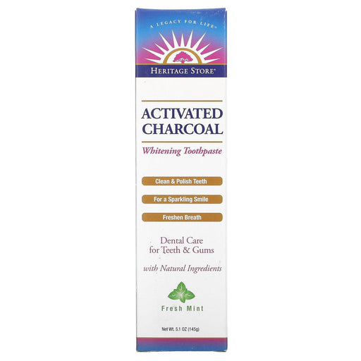 Heritage Store, Activated Charcoal Whitening Toothpaste, Fresh Mint, 5.1 oz (145 g) - HealthCentralUSA