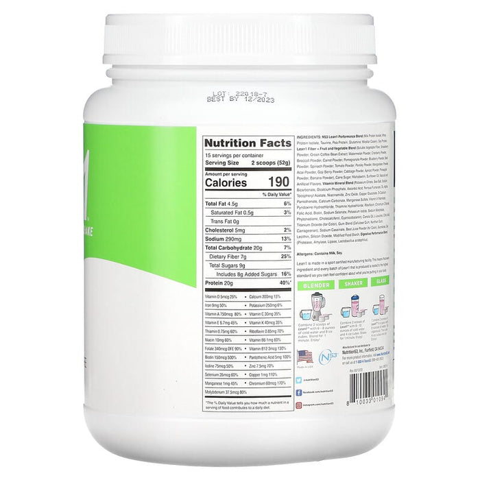 Lean1, Original, Fat Burning Meal Replacement Protein Shake, Strawberry, 1.7 lb (780 g)