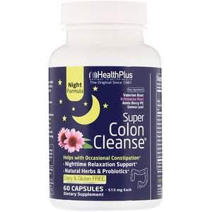 Health Plus, Super Colon Cleanse, Night, 515 mg, 60 Capsules - HealthCentralUSA