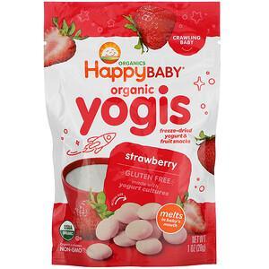 Happy Family Organics, Organic Yogis, Freeze Dried Yogurt & Fruit Snacks, Strawberry, 1 oz (28 g) - HealthCentralUSA