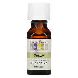Aura Cacia, 100% Pure Essential Oil, Ginger, .5 fl oz (15 ml) - HealthCentralUSA
