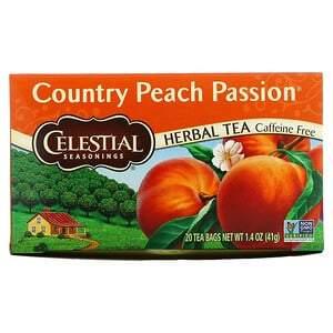 Celestial Seasonings, Herbal Tea, Country Peach Passion, Caffeine Free, 20 Tea Bags, 1.4 oz (41 g) - HealthCentralUSA
