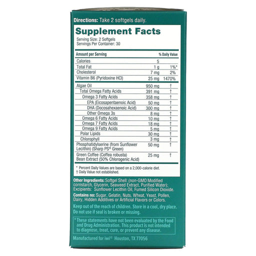 iWi, Brain, Omega-3 + PS and Green Coffee Bean, 60 Softgels - HealthCentralUSA