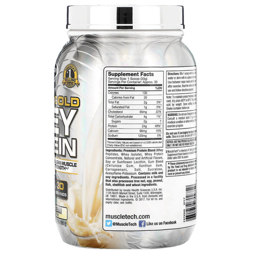 Muscletech, Pro Series, Premium Gold 100% Whey Protein, Vanilla Ice Cream, 2.20 lbs (998 g) - HealthCentralUSA