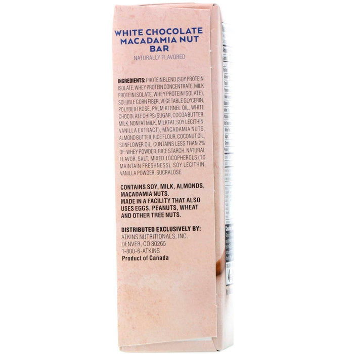 Atkins, Snacks, White Chocolate Macadamia Nut Bar, 5 Bars, 1.41 oz (40 g) Each - HealthCentralUSA