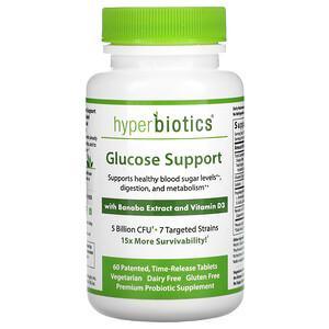 Hyperbiotics, Glucose Support, with Banaba Extract and Vitamin D3, 5 Billion CFU, 60 Time-Release Tablets - HealthCentralUSA
