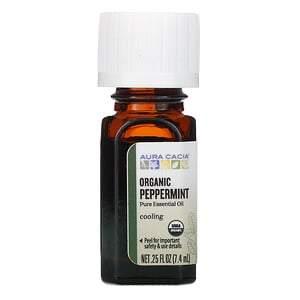 Aura Cacia, Pure Essential Oil, Organic Peppermint, .25 fl oz (7.4 ml) - HealthCentralUSA