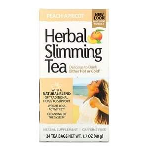 21st Century, Herbal Slimming Tea, Peach-Apricot, Caffeine Free, 24 Tea Bags, 1.7 oz (48 g) - HealthCentralUSA
