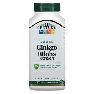21st Century, Ginkgo Biloba Extract, Standardized, 200 Vegetarian Capsules - HealthCentralUSA