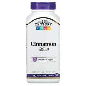 21st Century, Cinnamon, 1,000 mg, 120 Vegetarian Capsules - HealthCentralUSA