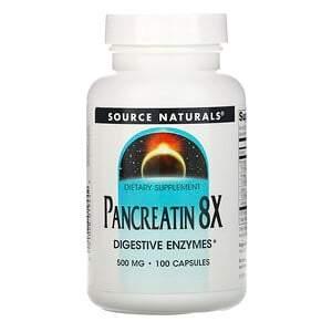 Source Naturals, Pancreatin 8X, 500 mg, 100 Capsules - HealthCentralUSA