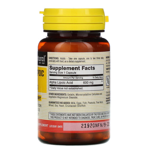 Mason Natural, Alpha-Lipoic Acid, 600 mg, 30 Capsules - HealthCentralUSA