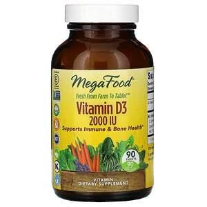 MegaFood, Vitamin D3, 2000 IU, 90 Tablets - HealthCentralUSA