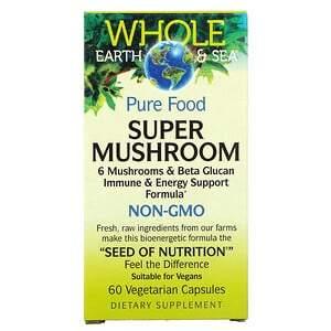 Natural Factors, Whole Earth & Sea, Super Mushroom, 60 Vegetarian Capsules - HealthCentralUSA