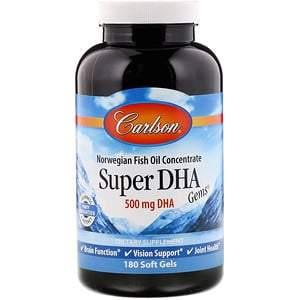 Carlson Labs, Super-DHA Gems, 500 mg, 180 Soft Gels - HealthCentralUSA