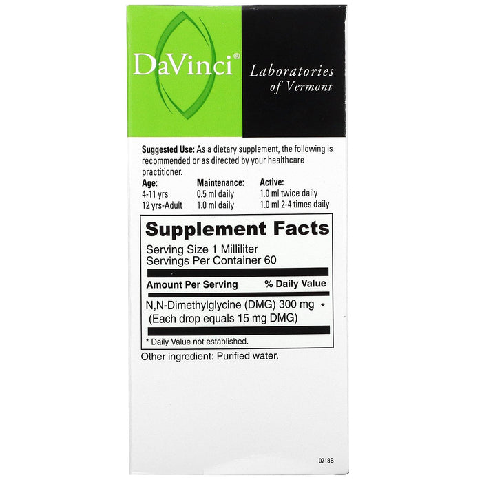 DaVinci Laboratories of Vermont, Gluconic DMG Liquid, 300 mg, 2 fl oz (60 ml) - HealthCentralUSA