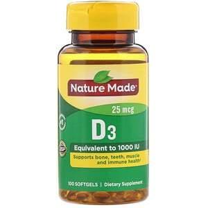Nature Made, Vitamin D3, 25 mcg, 100 Softgels - HealthCentralUSA