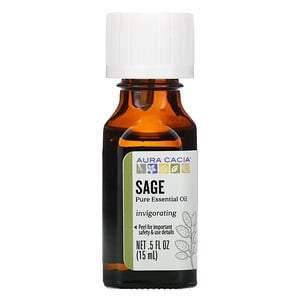 Aura Cacia, Pure Essential Oil, Sage, .5 fl oz (15 ml) - HealthCentralUSA