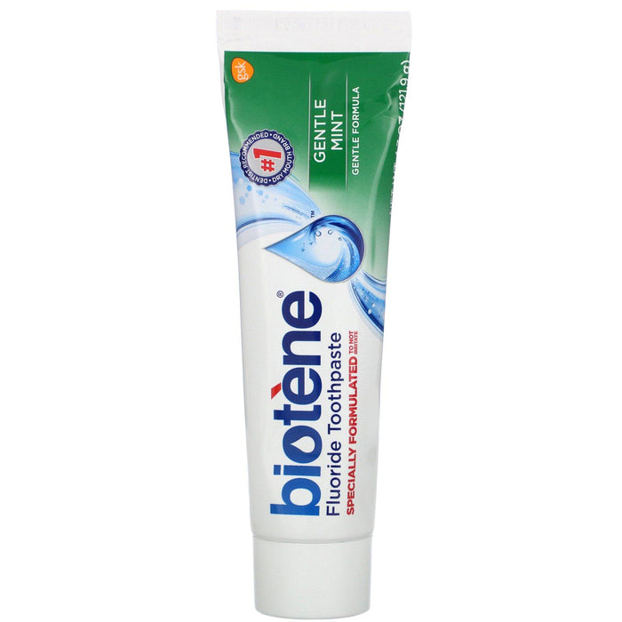 Biotene Dental Products, Gentle Formula Fluoride Toothpaste, Gentle Mint, 4.3 oz (121.9 g) - HealthCentralUSA