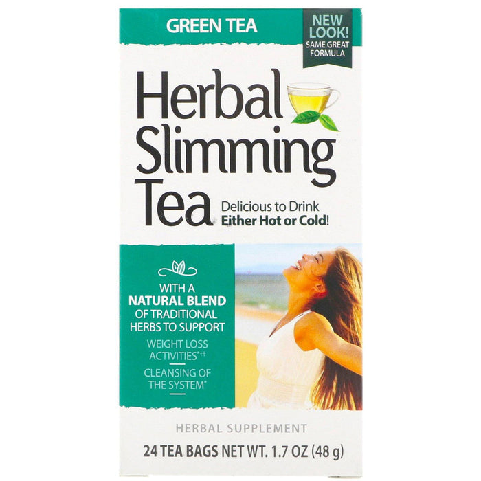 21st Century, Herbal Slimming Tea, Green Tea, Caffeine Free, 24 Tea Bags, 1.6 oz (45 g) - HealthCentralUSA