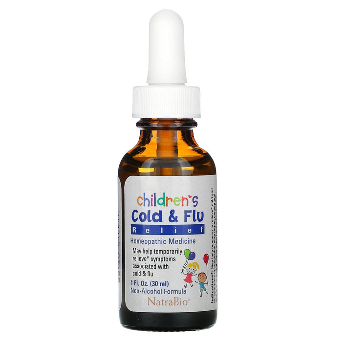 NatraBio, Children's Cold & Flu Relief, 1 fl oz (30 ml) - HealthCentralUSA